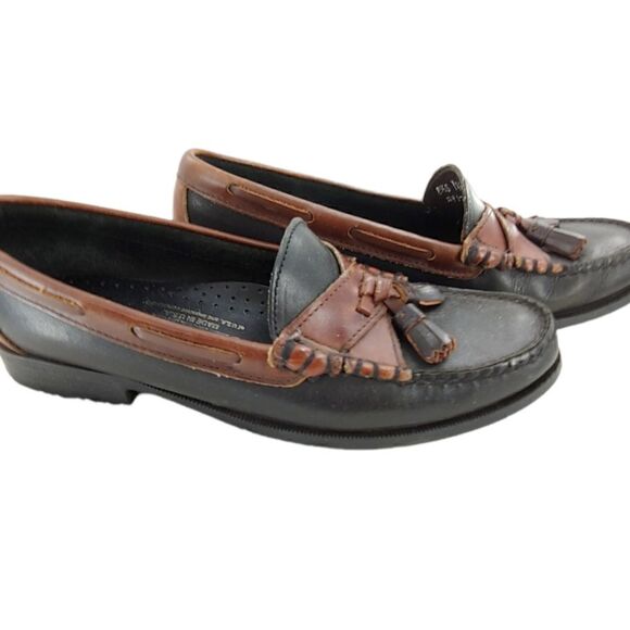 Sebago classic black and burgundy leather loafers made in the USA size 8.5 - Picture 1 of 11